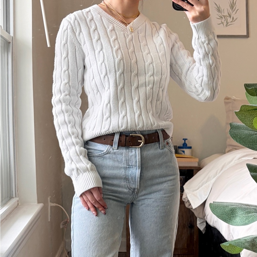 GAP 100% Cotton Cable V-Neck Sweater
